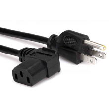 Cabo do cabo de alimentação do ângulo reto 14AWG com soquete de conector de alimentação do condutor de condutor (C13/ 5-15p) preto 15 pés